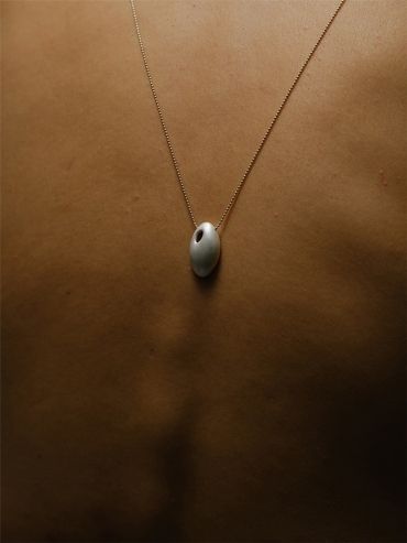 Silver and red pendant necklace - long