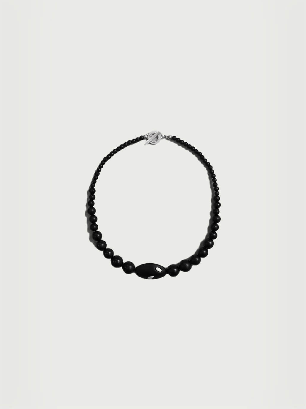 Silver and black ebony grain, beaded choker
