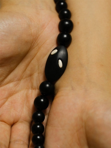 Silver and black ebony grain, beaded choker