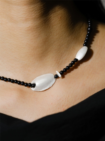 Silver and black ebony necklace