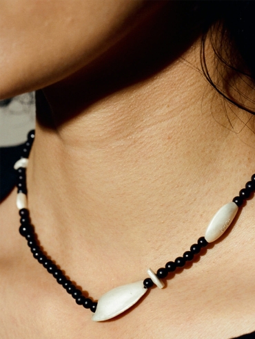Silver and black ebony necklace