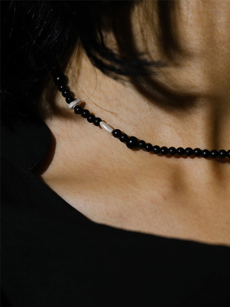 Silver and black ebony necklace