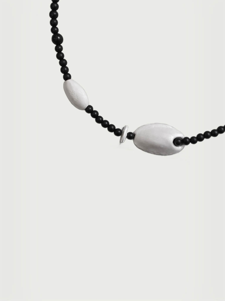 Silver and black ebony necklace