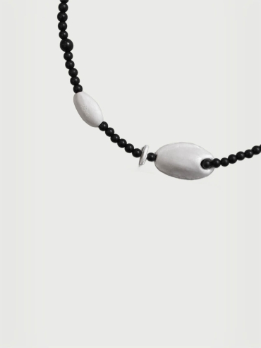 Silver and black ebony necklace