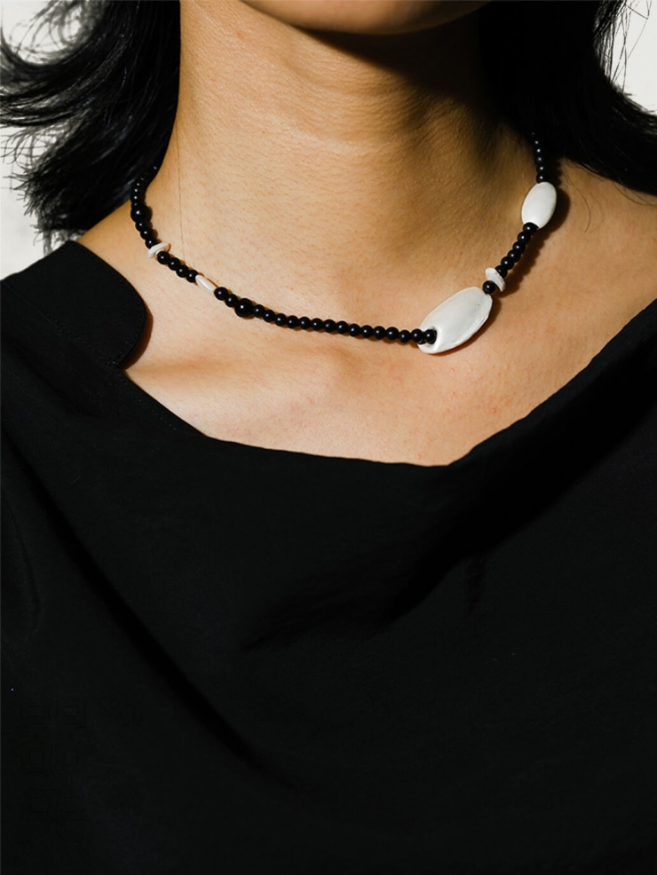 Silver and black ebony necklace