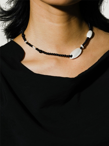 Silver and black ebony necklace