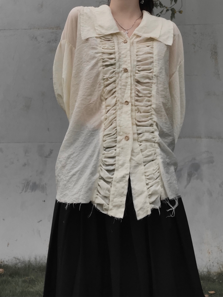 ELYWOOD Beige Double Collar Shirt