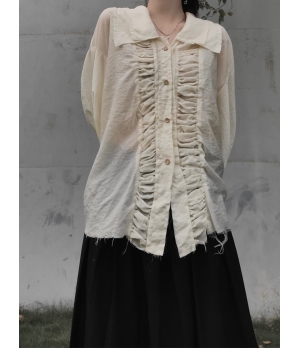 ELYWOOD Beige Double Collar Shirt