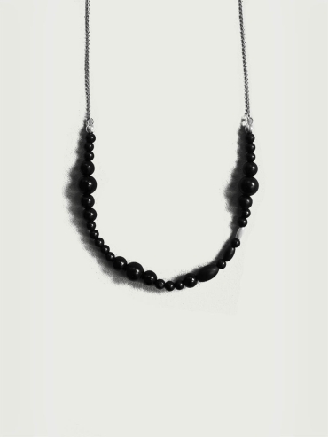 Silver and black beaded chain necklace