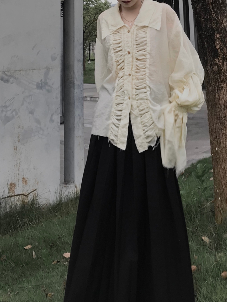 ELYWOOD Beige Double Collar Shirt