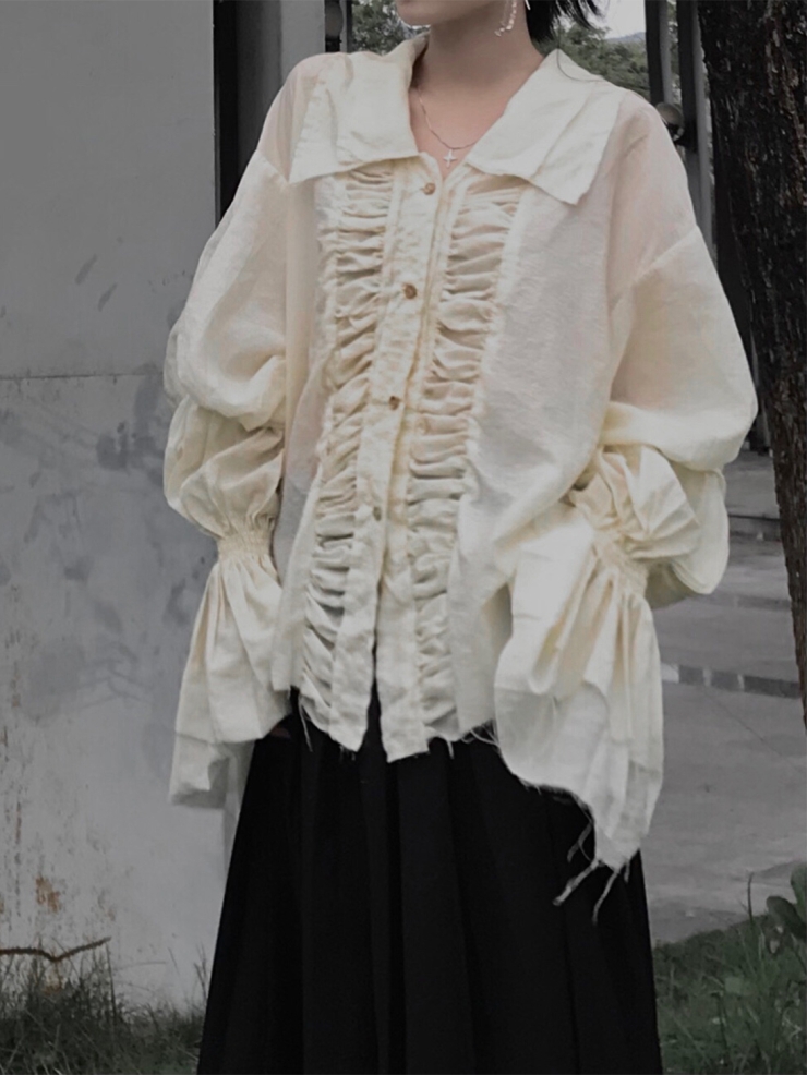 ELYWOOD Beige Double Collar Shirt