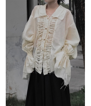 ELYWOOD Beige Double Collar Shirt