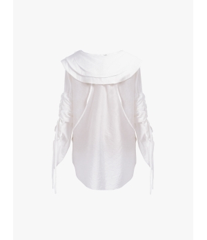 ELYWOOD White Lace Bishop Sleeve Long Coat