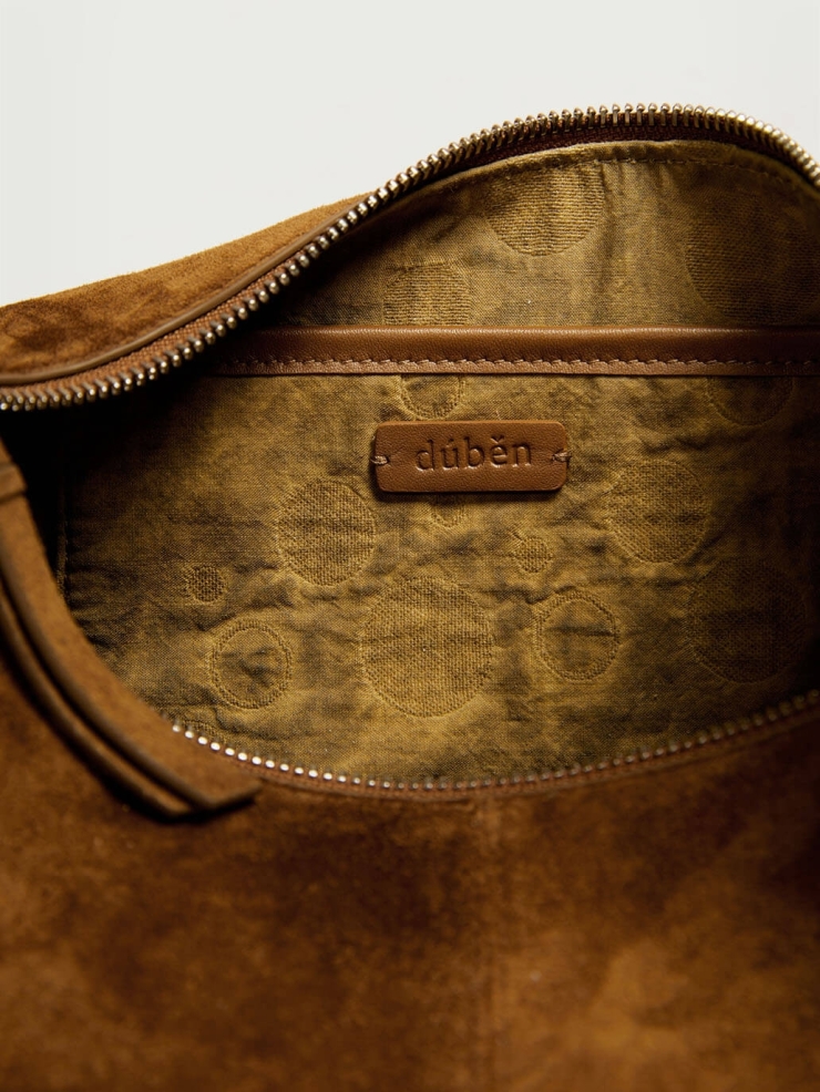 Brown Suede Bat Bag - Small