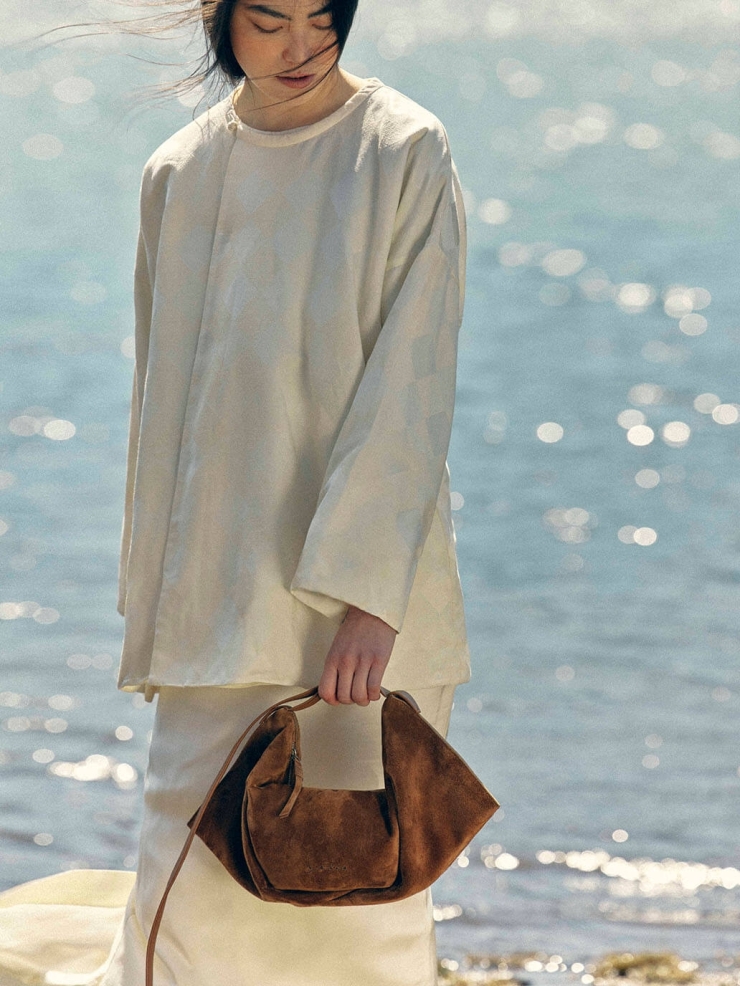 Brown Suede Bat Bag - Small