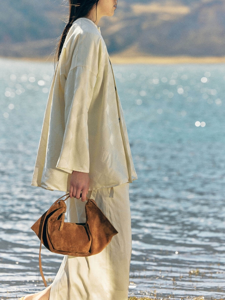 Brown Suede Bat Bag - Small