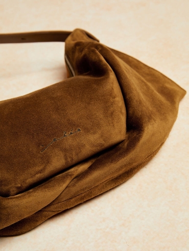 Brown Suede Bat Bag - Small