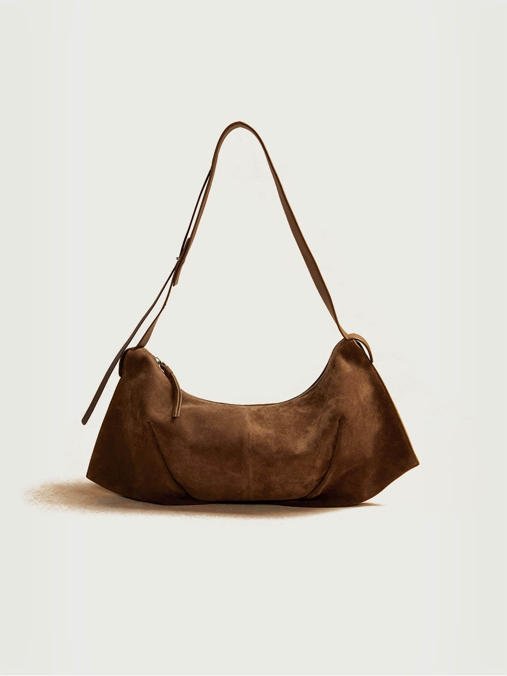 Brown Suede Bat Bag - Large