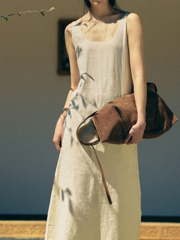 Brown Suede Bat Bag - Large