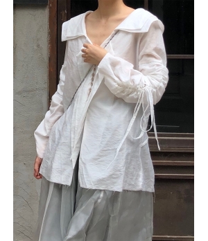 ELYWOOD 白色抽绳袖衬衫
