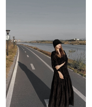 Elywood Black V-neck Dress