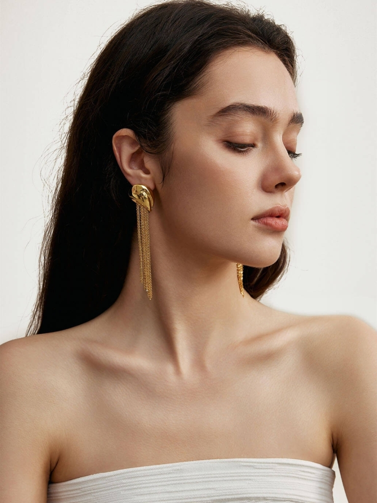 Gold Rain Metal Tassel Earrings
