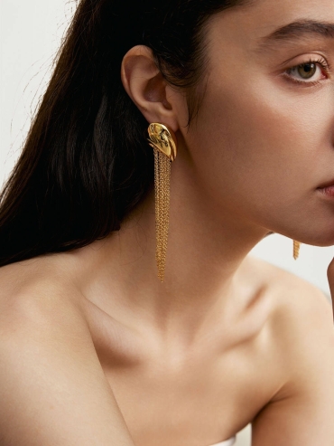 Gold Rain Metal Tassel Earrings