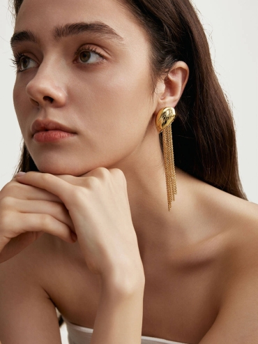 Gold Rain Metal Tassel Earrings