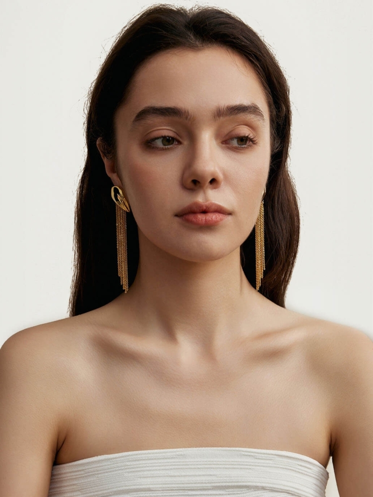 Gold Rain Metal Tassel Earrings