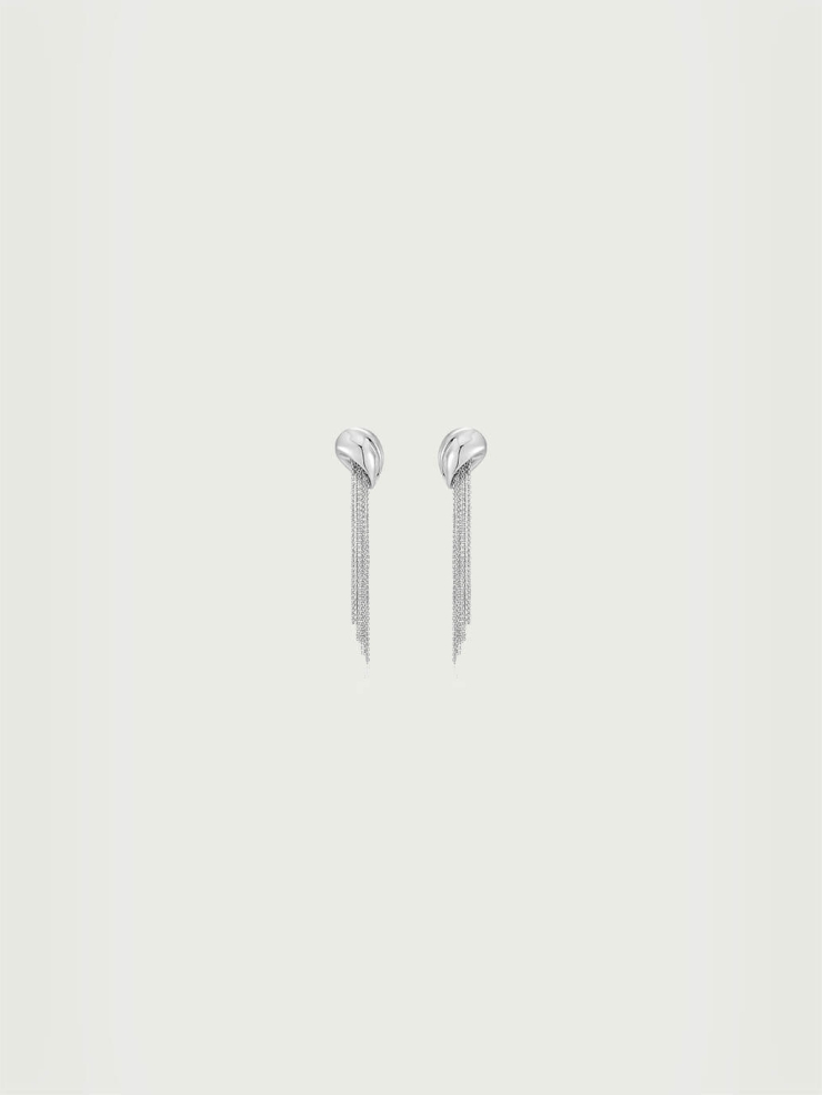 Silver Falling Rain Metal Tassel Earrings