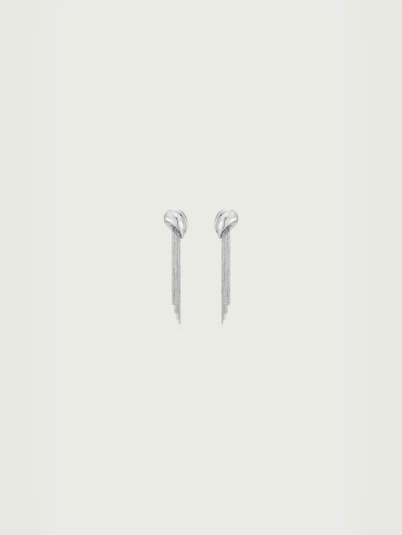 Silver Falling Rain Metal Tassel Earrings