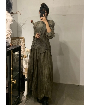 ELYWOOD Khaki Pleaed Dress