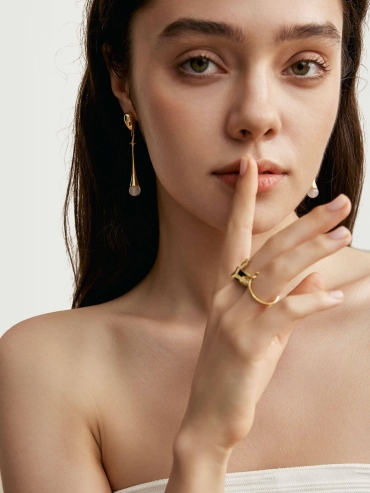 Gold Drop Bead Earrings