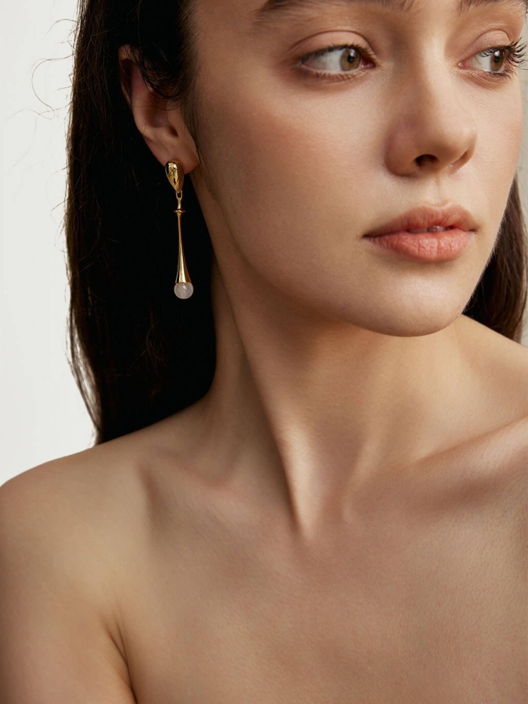 Gold Drop Bead Earrings