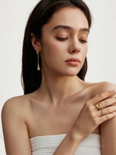 Gold Drop Bead Earrings