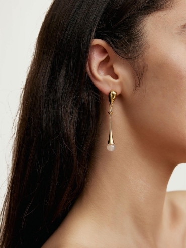Gold Drop Bead Earrings