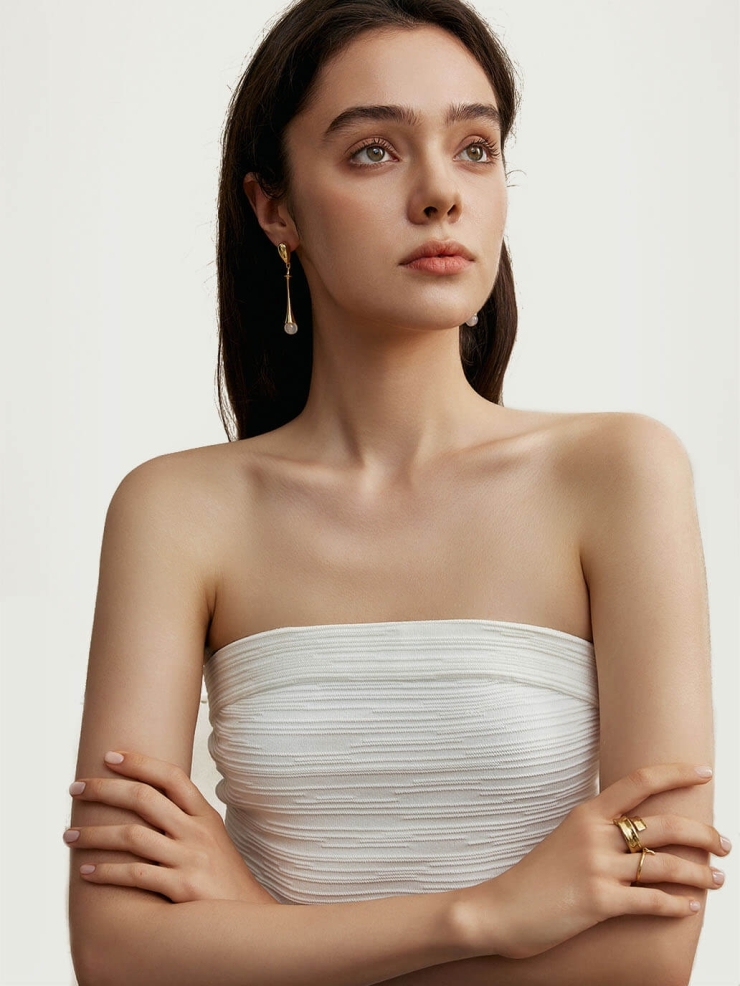 Gold Drop Bead Earrings