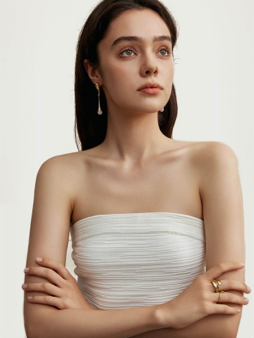 Gold Drop Bead Earrings