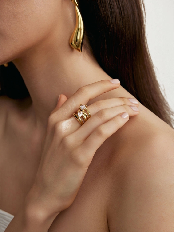 Gold Rainy Serenade Wide Ring