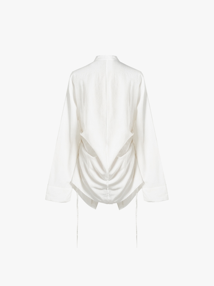 ELYWOOD White Mandarin Collar Shirt