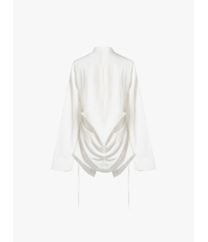 ELYWOOD White Mandarin Collar Shirt