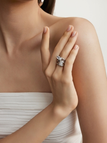 Silver Rainy Serenade Wide Ring