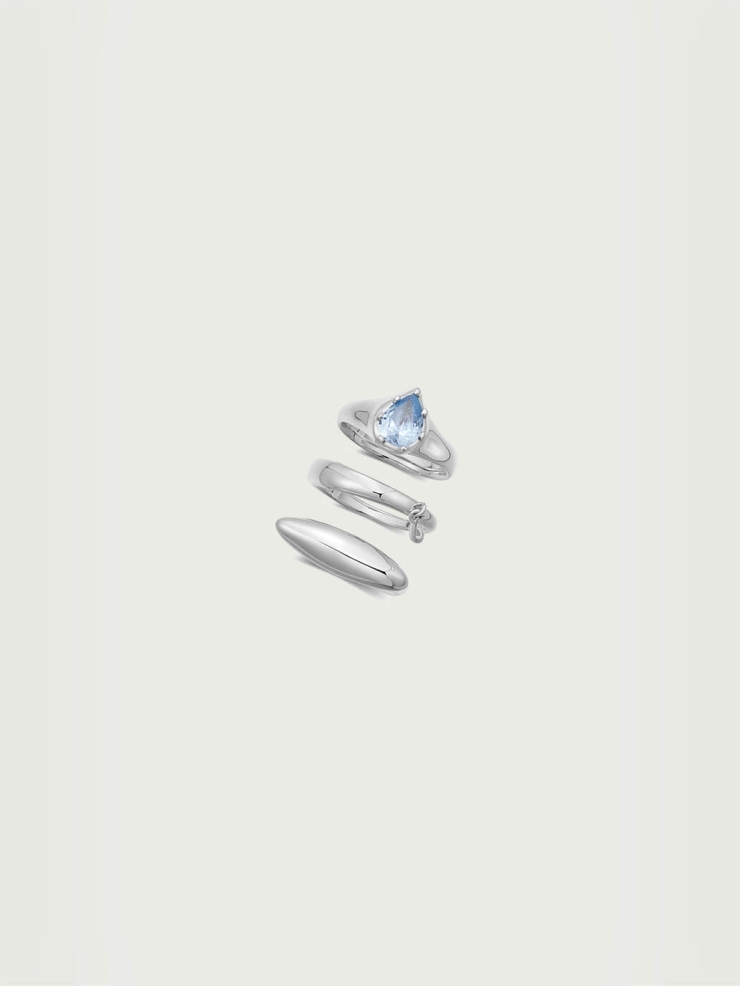Silver Blue Zircon Rain Trace Ring - set