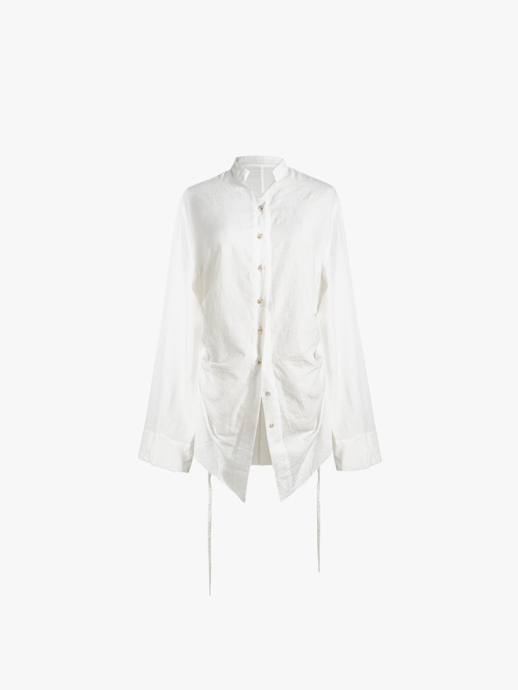 ELYWOOD White Mandarin Collar Shirt