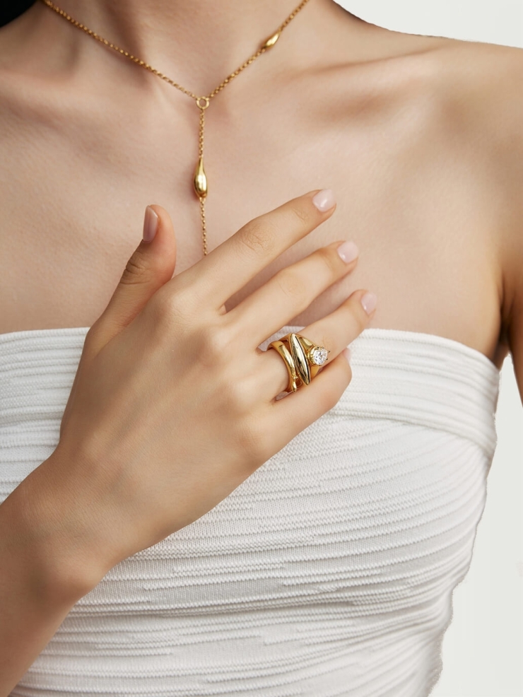 Golden Rain Trace Ring - set