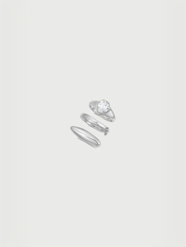 Silver Rain Trace Ring - set