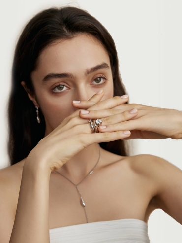 Silver Rain Trace Ring - set