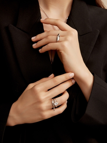 Silver Rain Trace Ring - set