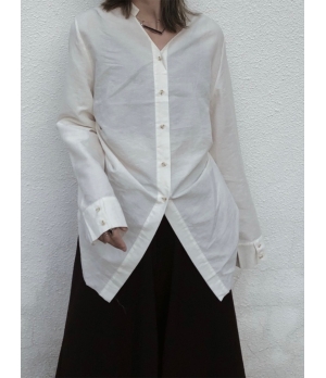 ELYWOOD White Mandarin Collar Shirt