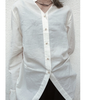 ELYWOOD White Mandarin Collar Shirt